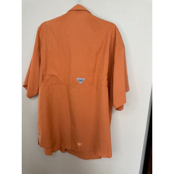 Columbia Mens Orange PFG Shirt XX-Large short sleeve button up polyester collar - Picture 6 of 8
